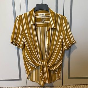 Mustard Yellow and White Summer Casual Button Up
